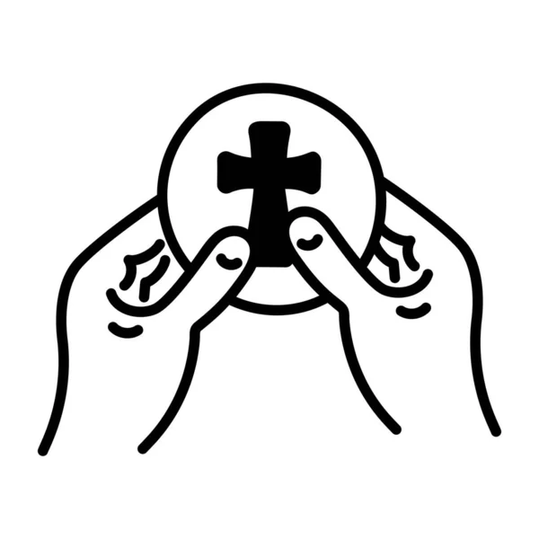 Руки Тримають Ікону Хреста — стоковий вектор