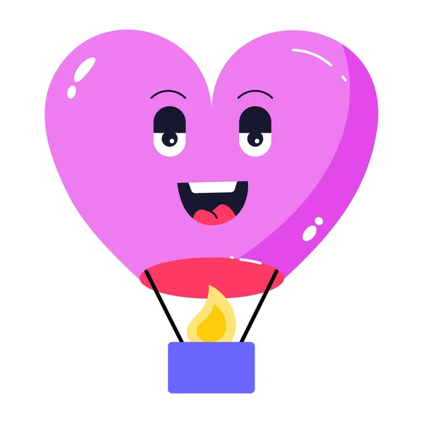 Χαριτωμένο Καρδιά Μπαλόνι Διάνυσμα Εικονογράφηση Σχέδιο — Διανυσματικό Αρχείο
