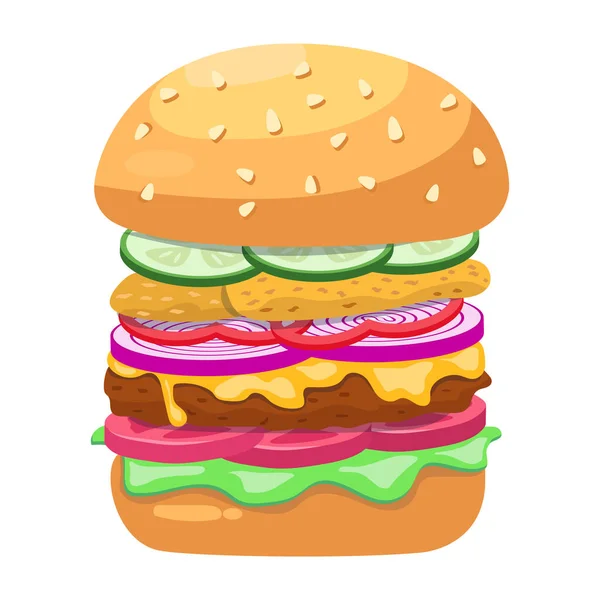 Vektor Illustration Von Burger Snack — Stockvektor
