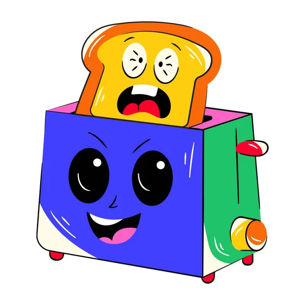 Illustration Eines Niedlichen Cartoon Toasters Vektorillustration Einfaches Design — Stockvektor