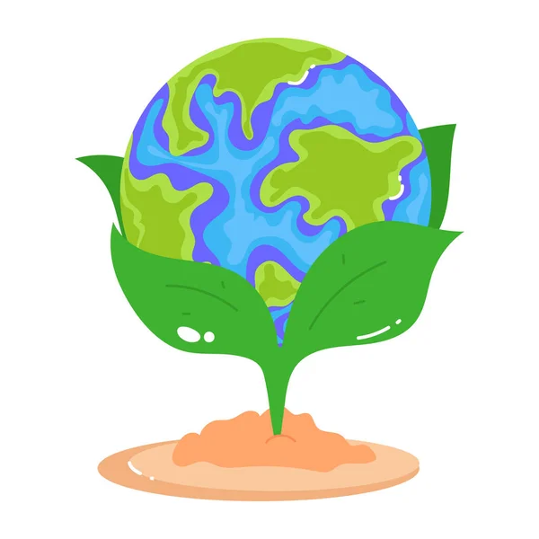 Earth Planet Green Leaves — Stock Vector