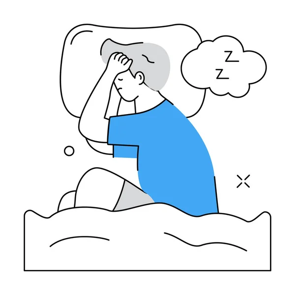 Pria Yang Duduk Tempat Tidur Dan Membaca Buku Vektor Ilustrasi - Stok Vektor