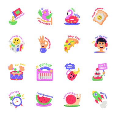 Tasarımınız için renkli simgeler dizisi