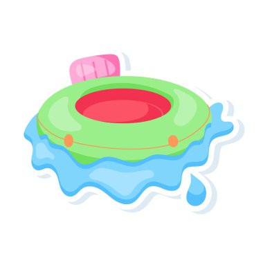 Yüzme havuzu vektör çiziminde şişme bot
