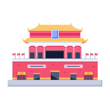 Dış binanın vektör çizimi, karikatür biçimi, arkaplanda izole edilmiş.