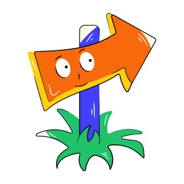 karikatür çizim yön işareti, vektör çizimi basit tasarım