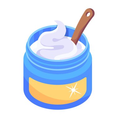 Krema ve fırça vektör çizim tasarımlı kozmetik tüp kavanozu