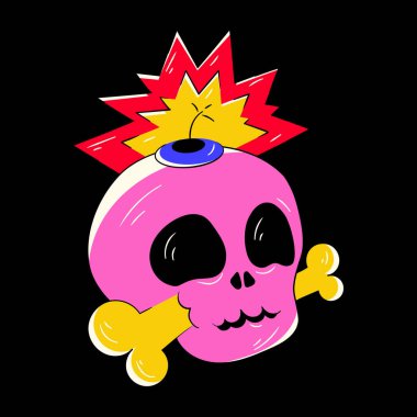 Kırmızı dudaklı kafatası ve dikenli taç.