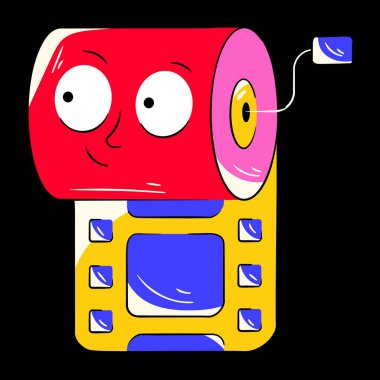 Siyah arkaplanda çizgi film karakteri 