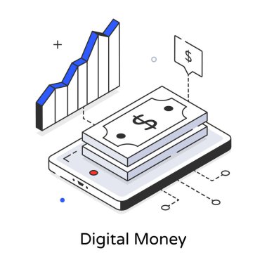 Dijital paranın vektör illüstrasyonu