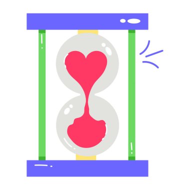 Kum saati kalp, aşk, sevgililer günü konsepti.