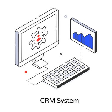 CRM sistem vektör çizgisi simgesi. 