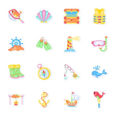 Havuz ve ekipman sembolünün vektör çizimi. Web için rahatlama ve etkinlik tabelaları koleksiyonu.