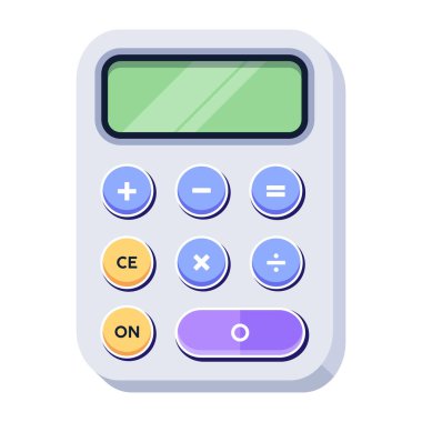 Hesap makinesi simgesi. Modern düğmelerin izometrik vektör çizimi.