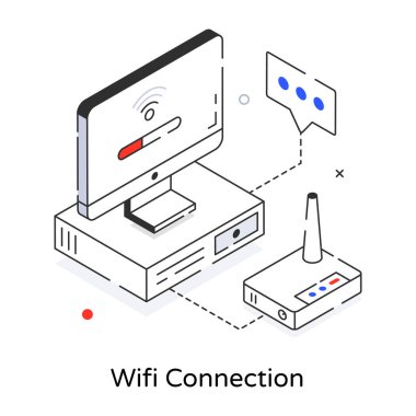 Wi-Fi simgesinin izometrik vektör çizimi