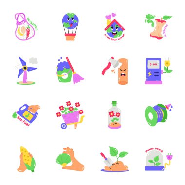 Vector illustration of eco symbols. set of ecological concept,  stock background for web.