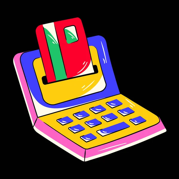 Vector Illustration Shopping Cart Calculator — Stock Vector