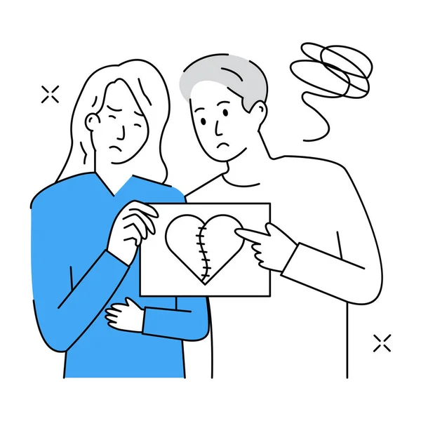 Couple Avec Coeur Message Vectoriel Illustration Design — Image vectorielle