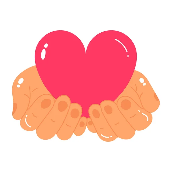 Mão Segurando Coração Com Símbolo Amor Ilustração Vetorial — Vetor de Stock