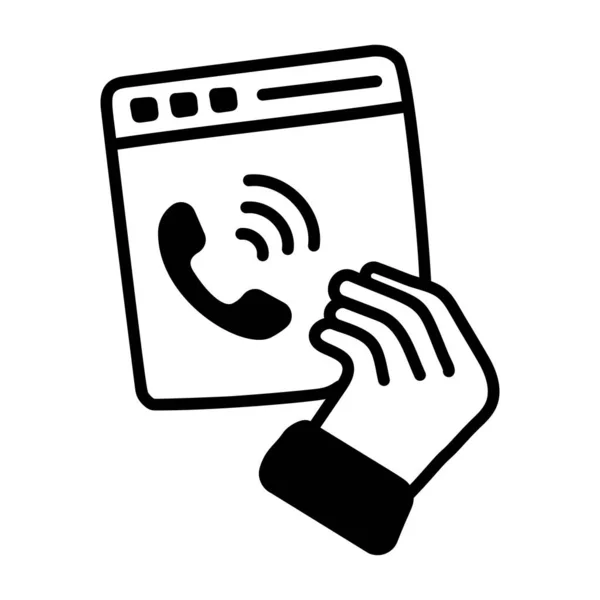 携帯電話のアイコン 手ベクトルイラスト記号付きアウトラインスマートフォン — ストックベクタ