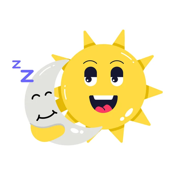 黄眼睛的太阳和星星卡通人物 矢量插图 — 图库矢量图片