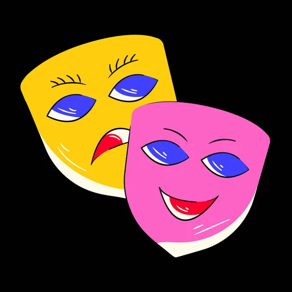 Theater Masks Icon Vector Illustration Simple Design — Stock Vector