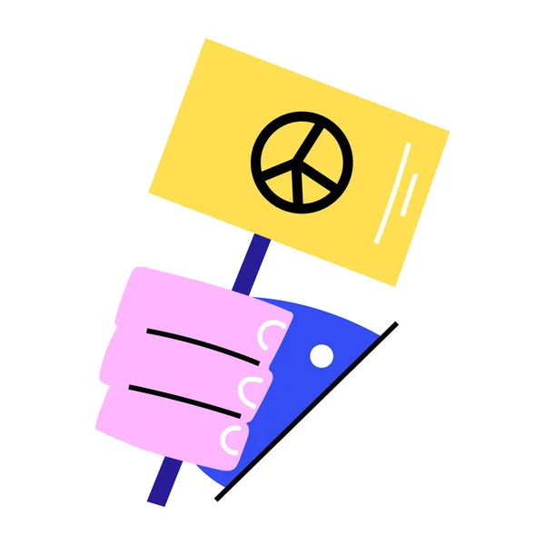 Χέρι Κρατώντας Πλακάτ Σύμβολο Ειρήνης Διανυσματική Απεικόνιση Απλό Σχέδιο — Διανυσματικό Αρχείο
