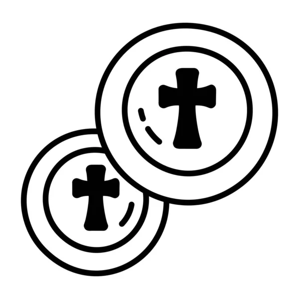 Christian Cross Icon Outline Symbol Religion Vector Illustration Isolated White — Stock Vector