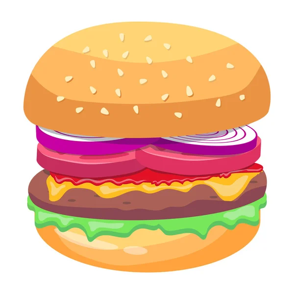 Burger Vektor Illustration Auf Weißem Hintergrund — Stockvektor