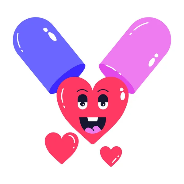 Pilule Amour Avec Mignon Coeur Symbole Vectoriel Illustration Design — Image vectorielle