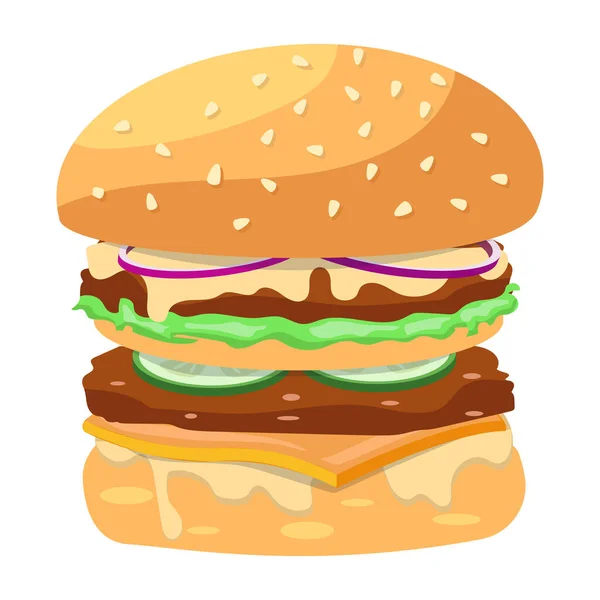 Burger Sajttal Vektor Illusztráció — Stock Vector