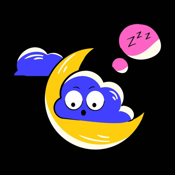 Nube Luna Dormidas Ilustración Vectorial — Vector de stock