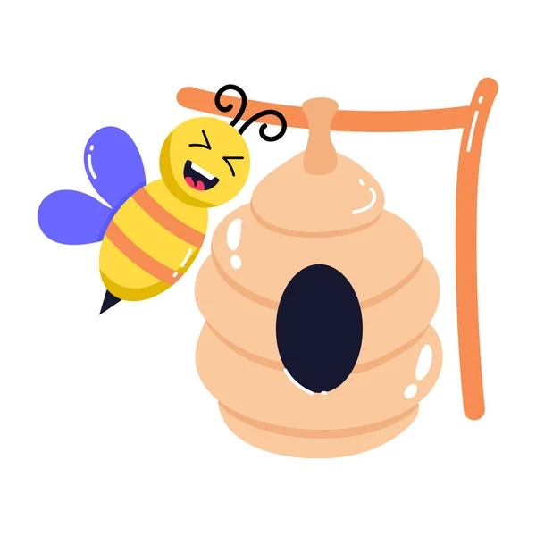ミツバチに蜂蜜と蝶 — ストックベクタ