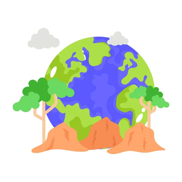Erde Mit Bäumen Und Blättern Vektor Illustration Design — Stockvektor