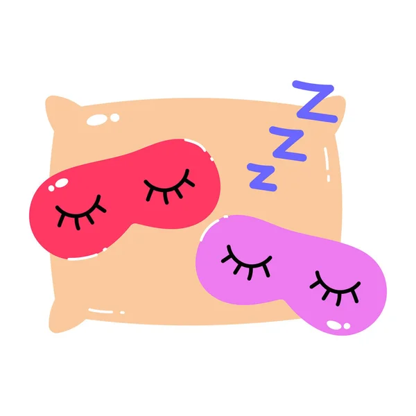 Máscaras Dormir Com Travesseiro Ilustração Vetorial — Vetor de Stock