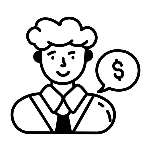 Uomo Affari Con Simbolo Dollaro Illustrazione Vettoriale — Vettoriale Stock