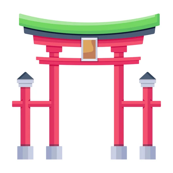 Torii Icône Porte Illustration Dessin Animé Des Icônes Vectorielles Temple — Image vectorielle