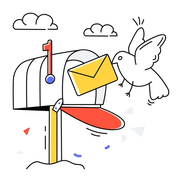 Umschlag Mit Botschaft Und Taubenvogel Vektor Illustration — Stockvektor