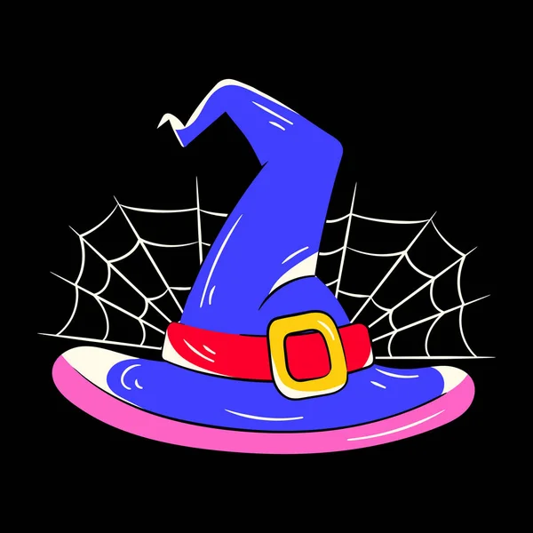 Halloween Partie Chapeau Sorcière Vecteur Illustration — Image vectorielle