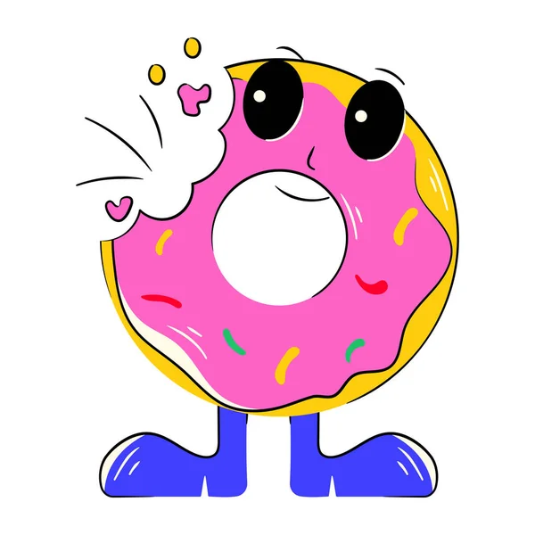 Cute Cartoon Donut Smile Face Vector Illustration — Stock Vector