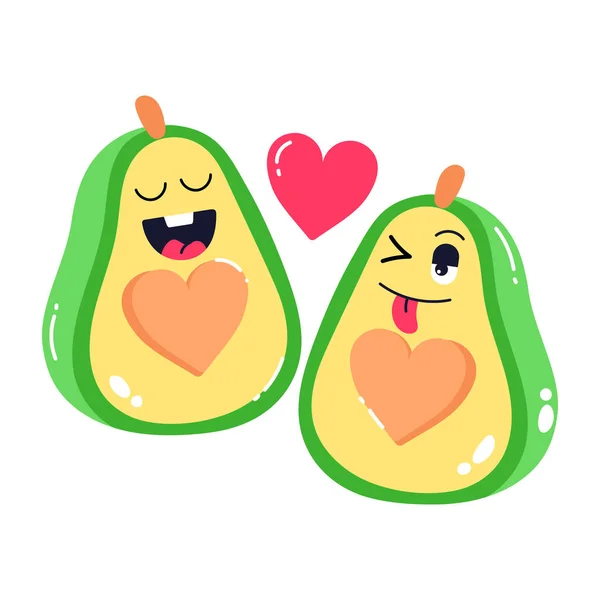 Niedliche Cartoon Illustration Avocado Mit Lächeln — Stockvektor