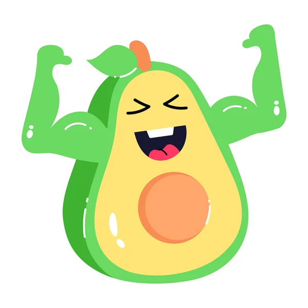 Cute Funny Cartoon Green Avocado — Stock Vector