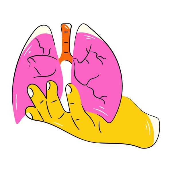 Ludzkie Płuca Ilustracja Wektor Ikony — Wektor stockowy