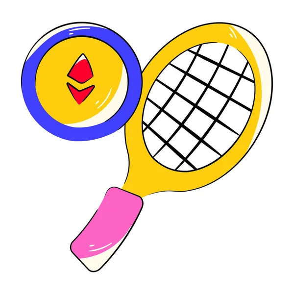 Raquete Tênis Ícone Bola Desenho Animado Badminton Raquetes Ícones Vetoriais — Vetor de Stock