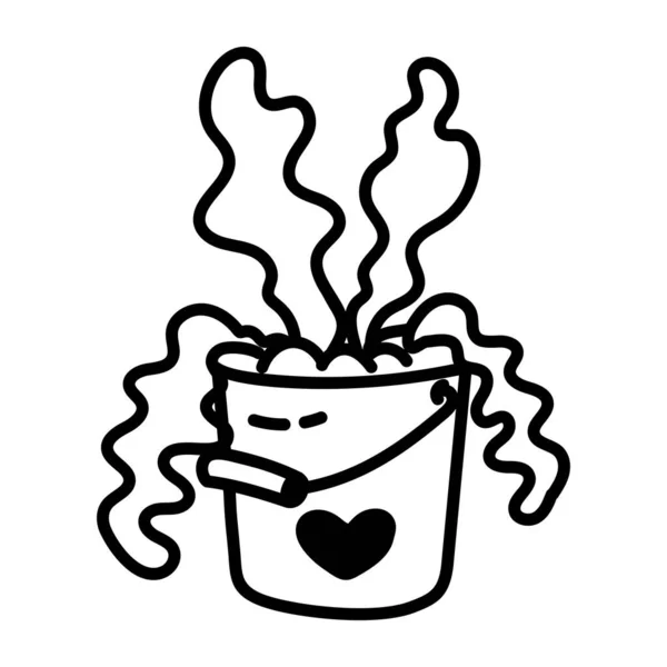 Line Drawing Pot Heart Cup Tea Vector Illustration — Stock Vector