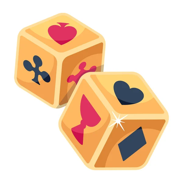Game Dice Hearts Vector Illustration — Stock Vector