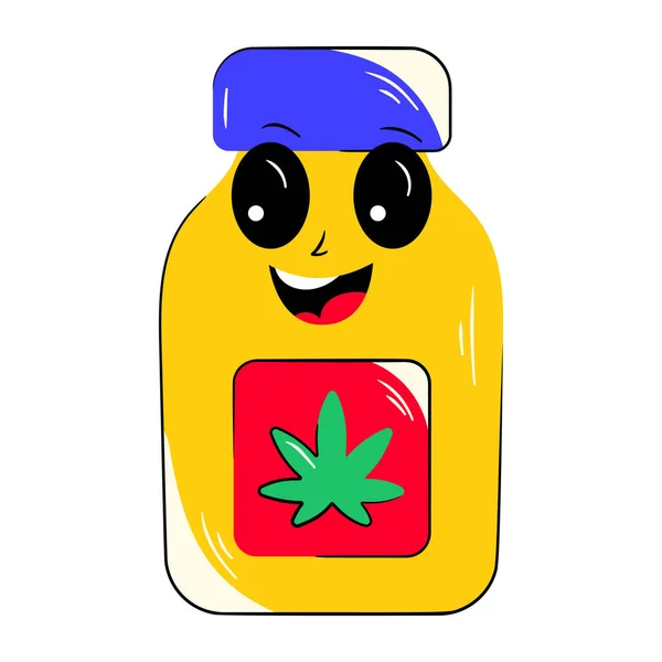 Cannabis Med Marihuana Flaske Vann Vektorillustrasjon – stockvektor