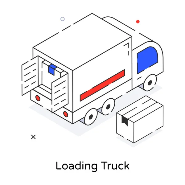 Isometrisk Linje Levering Lastbil Med Kasser Vektor Illustration – Stock-vektor
