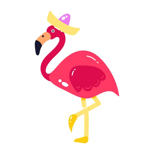 Flamingo Pássaro Desenho Animado Vetor Ilustração Design Gráfico — Vetor de Stock