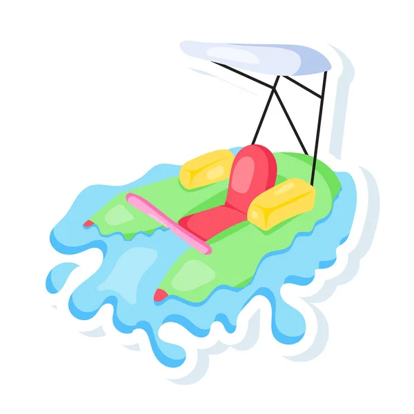 Bateau Gonflable Dans Conception Vectorielle Illustration Piscine — Image vectorielle